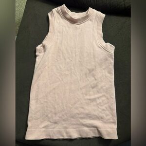 Sleeveless Mock Neck Ribbed Tank Top - Light Lilac